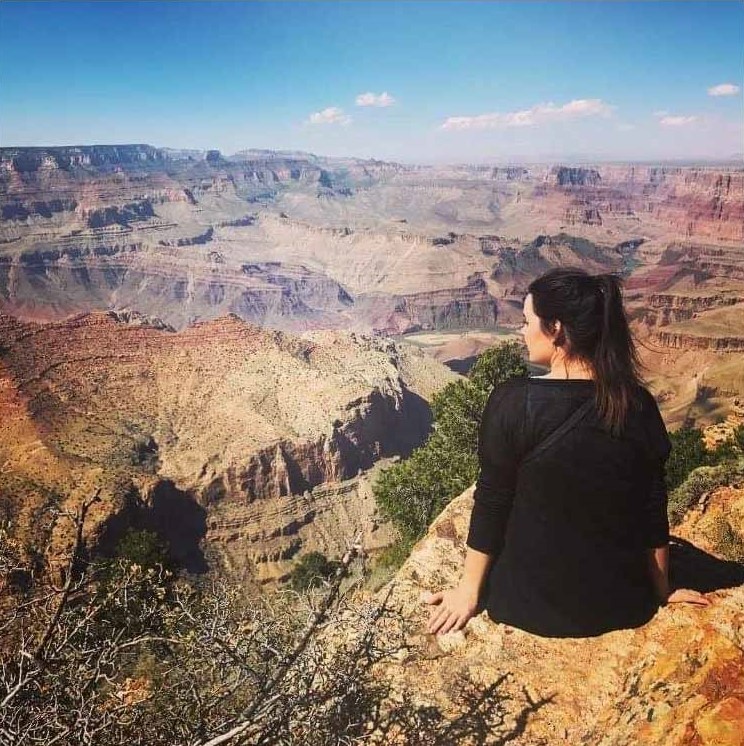 Sophie sat looking out to the Grand Canyon