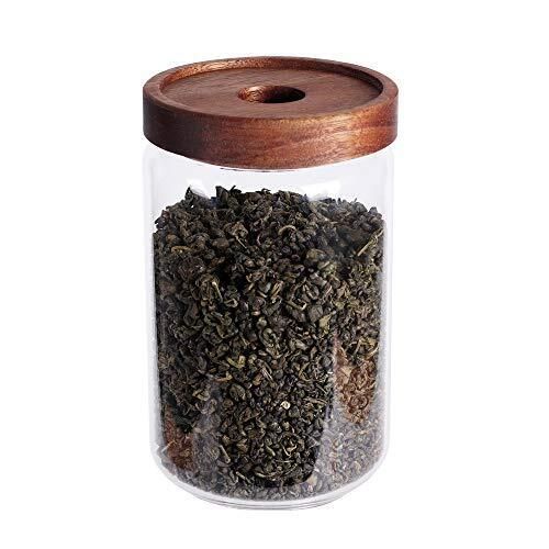 Glass jar of tea leaves